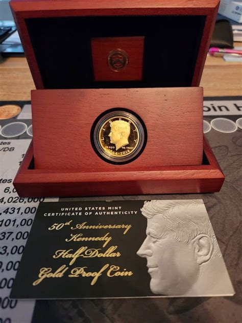 Th Anniversary Kennedy Half Dollar Gold Proof Coin W Box Coa