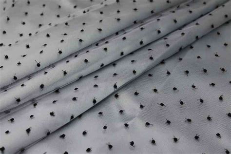 Buy Fabric Online Embroidered Spot Tulle Small Black On White