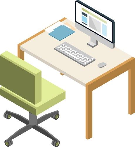 Computer Desk Icon Cartoon Style Royalty Free Vector Image