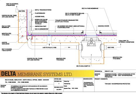 Technical Drawings Combination Ground Gas Protection Waterproofing