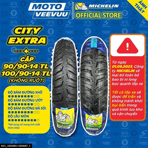 Mtvv CẶp VỎ LỐp Xe Máy Michelin City Extra 9090 14 And 10090 14 Tl
