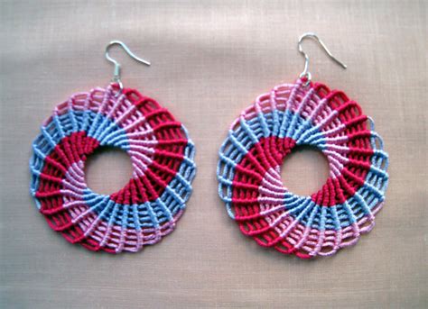 Aretes Espiral Tricolor Realizados En Macrame Crochet Crochet