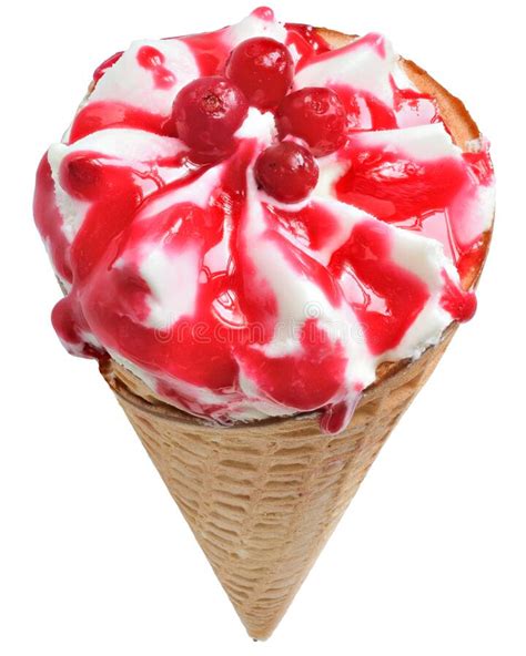 Sorvete De Waffle Cone Amora E Geleia Isolada Imagem De Stock