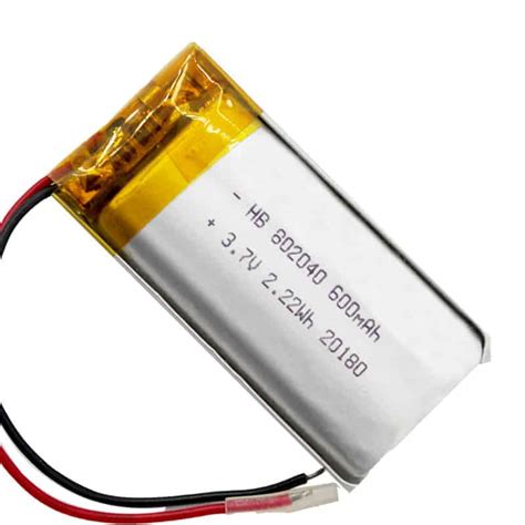 HB 802040 600mAh 3 7V 2 22Wh Lithium Polymer Battery Hoppt Battery