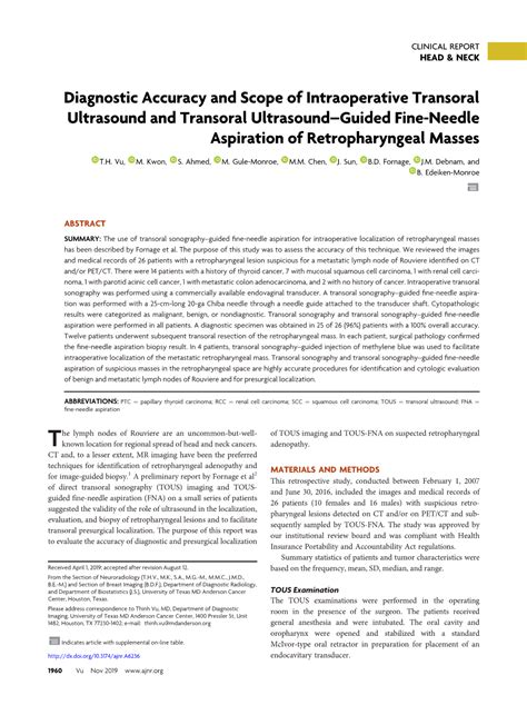 Diagnostic Accuracy And Scope Of Intraoperative Transoral Ultrasound And Transoral Ultrasound