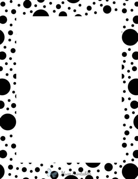 Printable Black on White Random Polka Dot Page Border