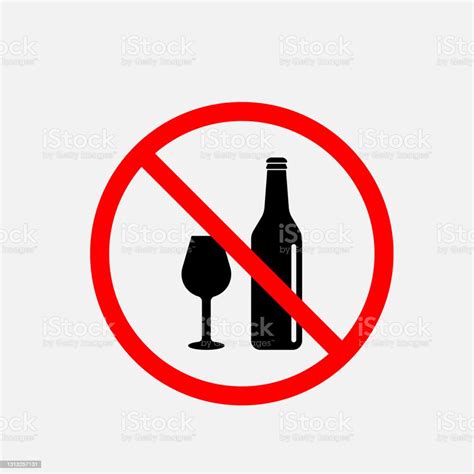 Alcohol Is Forbidden Glass Bottle And A Glass With Ban Icon Stop Or Ban