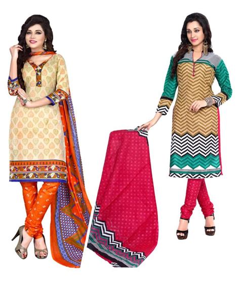 Sahari Designs Beige And Green Cotton Dress Material Buy Sahari