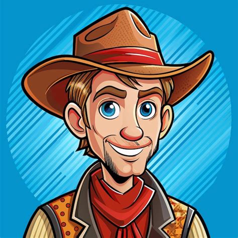 Um desenho animado de um cowboy um chapéu de cowboy e um chapéu