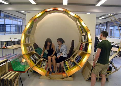 Long Form Library A Circular Bookshelf Seat Library Furniture