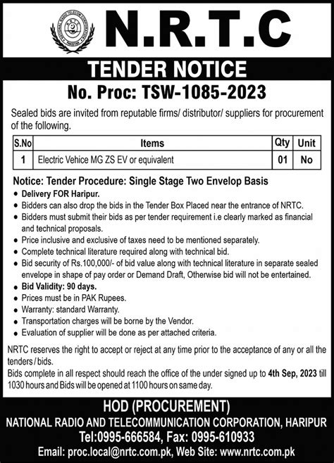 Procurement For Electric Vehicle Tender At 2023