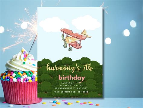 Airplane Birthday Invitation Airplane Birthday Invite Airplane Birthday Plane Birthday