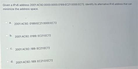 Solved Given A Ipv Address Chegg