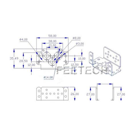 Alu Servohalter Feetech FK MB 001 silber Botland Robotikgeschäft