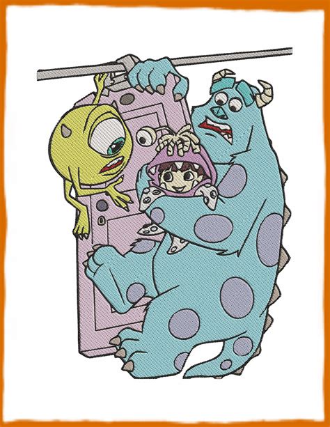 Mike Wazowski And Boo With James P Sullivan Monsters Inc Filled Embroidery Design 3 Instant