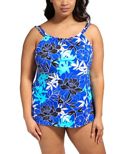 Penbrooke Exotic Journey Plus Size Mastectomy Hi Neck Tankini Top At