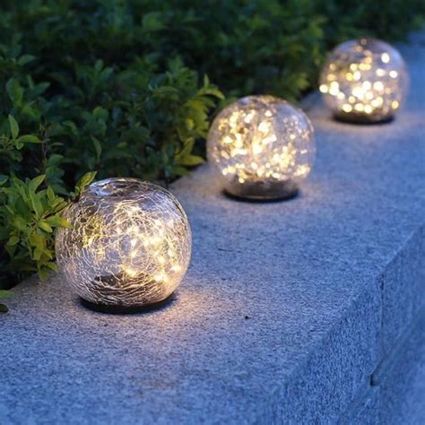 Cadeau Crackle Ball Light Imperm Able Solaire Crackle Boule De Verre