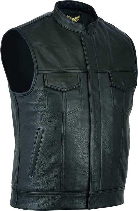 Defy Genuine Leather 10 Pockets Motorcycle Vest For Men And