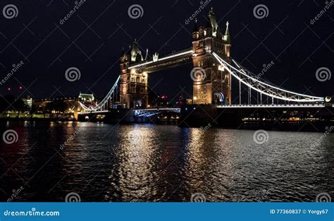 Tower Bridge at night stock image. Image of view, london - 77360837