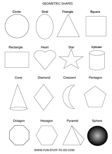 Geometric Shapes Worksheets Printable