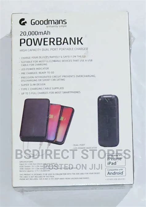 Goodmans High Capacity Ultra Fast Power Bank 20000mah Black In Utako