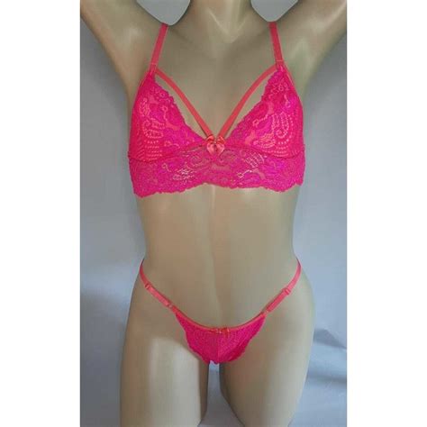 Conjunto Calcinha Sexy Neon Lingerie Rosa Amarelo Laranja Sex Sensual