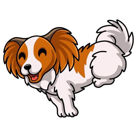 Mignon Papillon Chien Dessin Animé Sauter Vecteur Premium