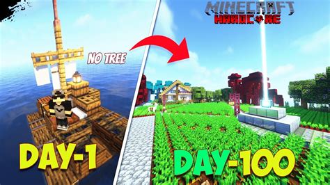 I Survived 100 DAYS ON A RAFT In Minecraft Hardcore Full Movie