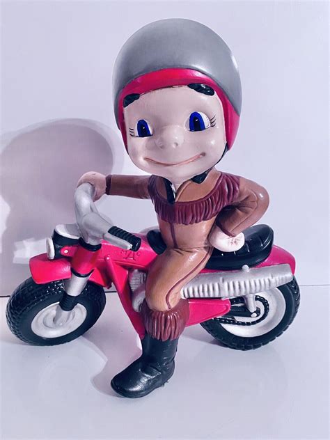 Vintage Ceramic Boy Mac Riding Motorcycle Kid Honda Ct70 Atlantic Mold