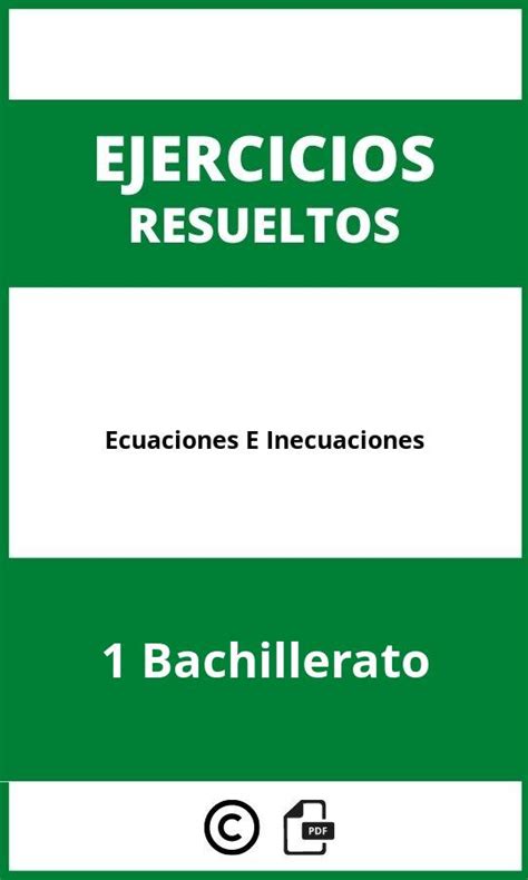 Ejercicios De Ecuaciones E Inecuaciones 1 Bachillerato PDF 2024