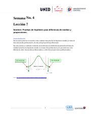 Semana Prueba De Hipotesis Para Diferencia De Medias Docx Semana