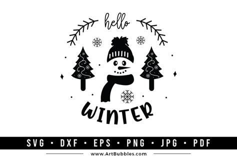 Winter Round Sign Svg Hello Winter Svg