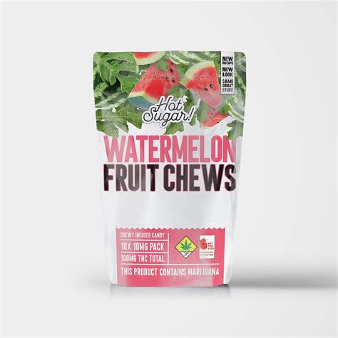 Hot Sugar By Grow Op Farms Sour Watermelon Fruit Chews 100mg 10 Pack Leafly