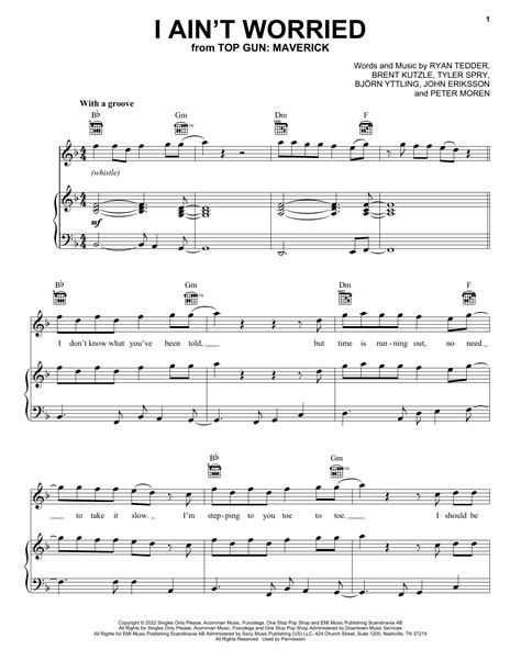 I Ain T Worried From Top Gun Maverick By OneRepublic Sheet Music For