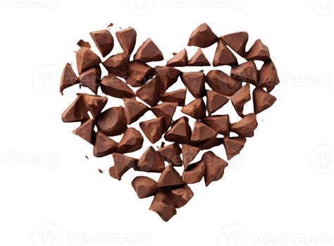 Heart Made Of Pieces Of Chocolate Isolated On Transparent Background