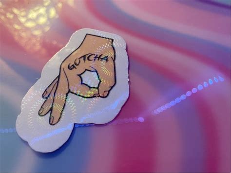 Gotcha Circle Game Hand Fingers Holographic Sticker Etsy