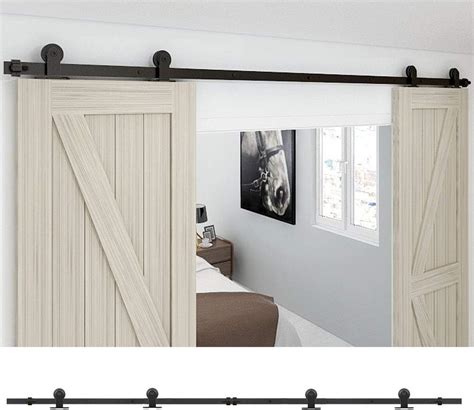 9FT 274cm Noir Grange En Bois Double Ensemble De Hardware Porte