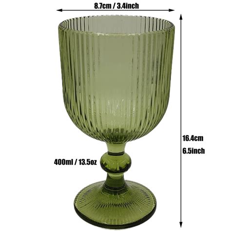 Taganov Green Drinking Glasses Set Of 6 Wine Goblets Vintage Colored Glassware 13 Oz For Wedding