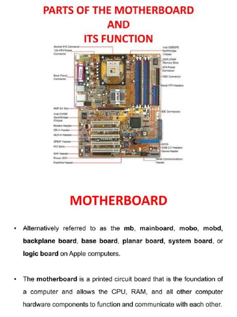 Motherboard Parts & Functions | PDF