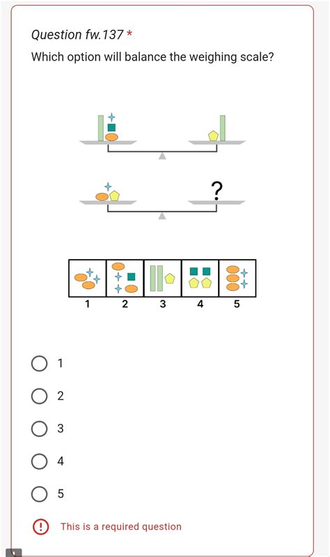 Question Fw Which Option Will Balance The Weighing Scale