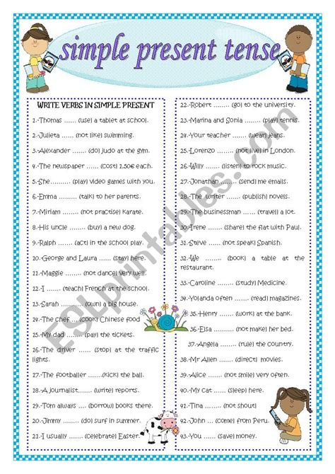 Simple Present Tense Exercises ESL Worksheet By Janaj4491 44 OFF