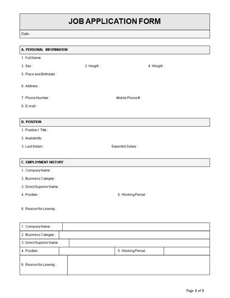 Employment Application Form Malaysia Fundacionfaroccr