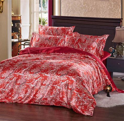 3d Reactive Printing Flower Stain Silk Duvet Cover Bed Sheet