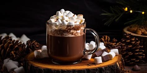 Premium Ai Image Hot Cocoa Comfort A Mug Of Hot Cocoa With Marshmallows And Whipped Cream