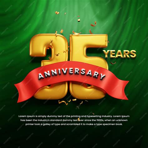 Premium PSD | 35 anniversary celebration background with ribbon and