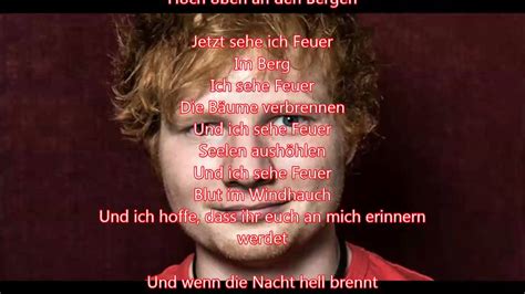 Ed Sheeran I See Fire The Hobbit Deutsche Übersetzung German