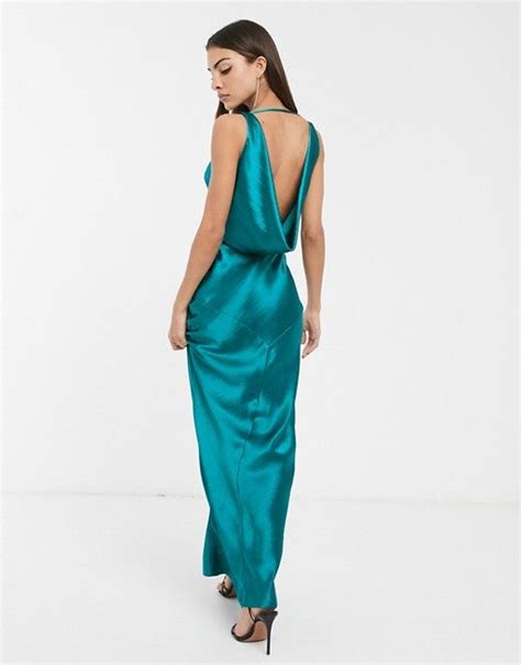 Asos Design Asos Design Paneled Satin Maxi Dress With Cowl Back