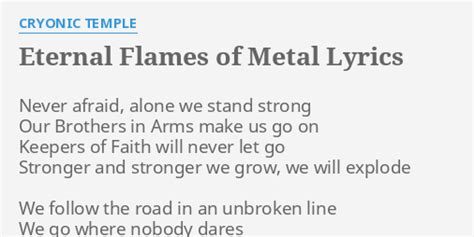 Eternal Flames Of Metal Lyrics By Cryonic Temple Never Afraid Alone