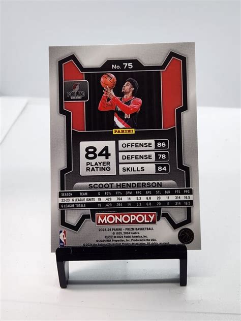 2023 24 Panini Prizm Monopoly Scoot Henderson Rookie Portland Trail