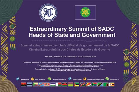 Sadc To Hold An Extraordinary Summit Of Heads Of State And Government